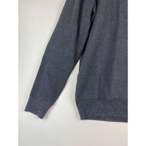 ROBERT GRAHAM Long Sleeve Quarter Zip Neck Shirt Sweater In Dark Grey - Picture 4 of 14